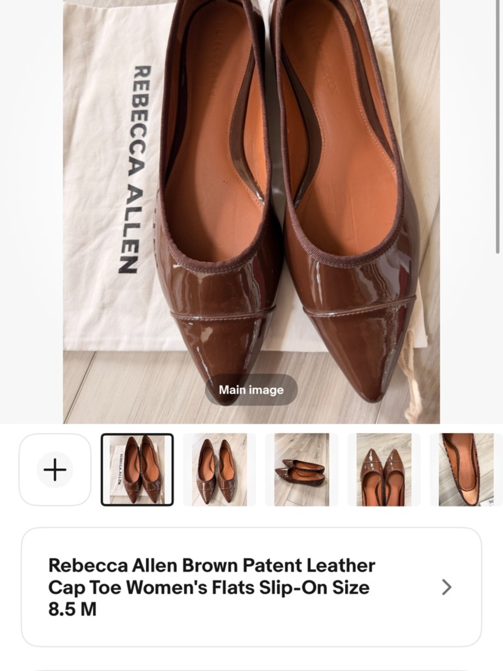 Rebecca Allen Brown Patent Pointed-Toe Slip-On Flats